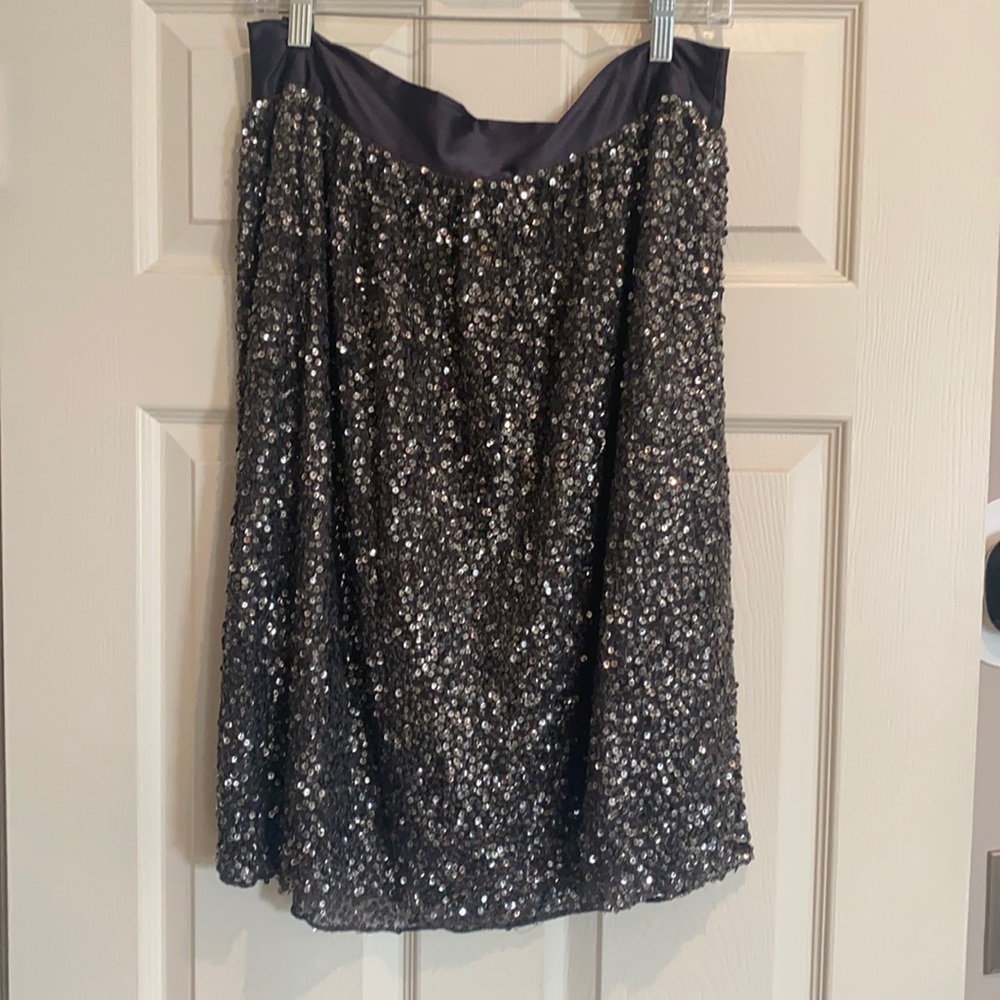 Lafayette 148 Grey Sequined Midi Skirt Size 10